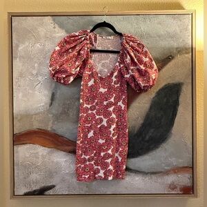 Zara Pink Floral Mini Dress with Puff Sleeves